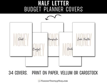 Half Letter Budget Planner Covers Dashboards (BUNDLE), half letter planner inserts printable, half letter planner cover