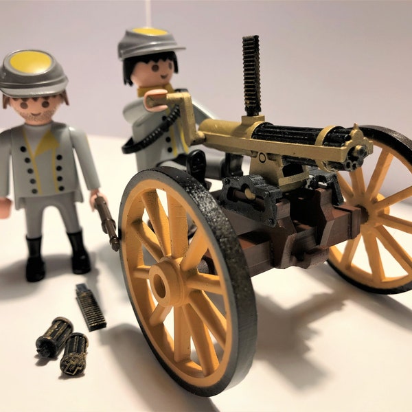 Western GATLING custom PLAYMOBIL - Réplique du Canon de la Guerre de Sécession