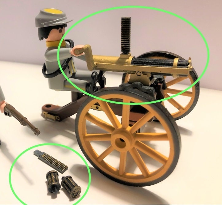 Gatling Custom Pour Canon Playmobil - Adaptateur Nordiste/Sudiste Guerre Civile