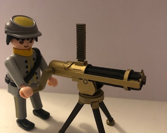 Western GATLING custom PLAYMOBIL sur support  +  Munitions