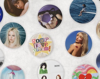 Custom Album Cover Pinback Button Badges