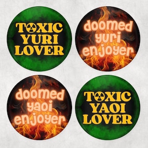 Doomed/Toxic Yuri & Yaoi Pinback Buttons