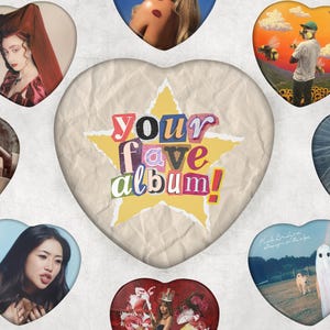 Custom Album Cover Heart Shaped Pinback Button