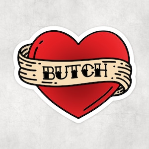 Butch | Tattooed Heart Lesbian Pride Waterproof Sticker