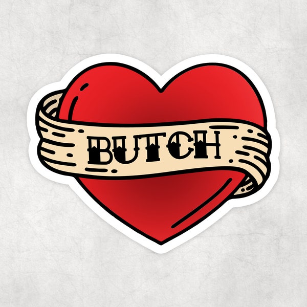 Butch | Tattooed Heart Lesbian Pride Waterproof Sticker
