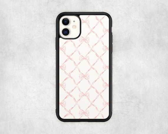 Pink Ribbon Trellis | Vintage Wallpaper Coquette Aesthetic Phone Case