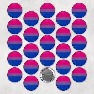 Bulk Pack of Bisexual Pride Flag Pinback Buttons | Bulk Bi Pride Pins