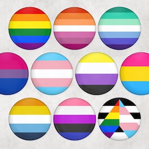 LGBTQ+ Pride Flag Pinback Buttons