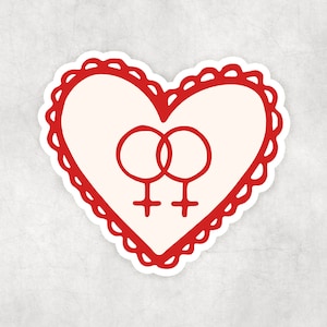 Double Venus Heart | Sapphic Waterproof Sticker