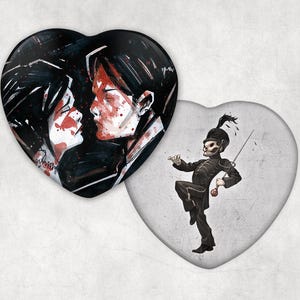My Chemical Romance Heart Shaped Pinback Buttons | The Black Parade and Three Cheers for Sweet Revenge Pins