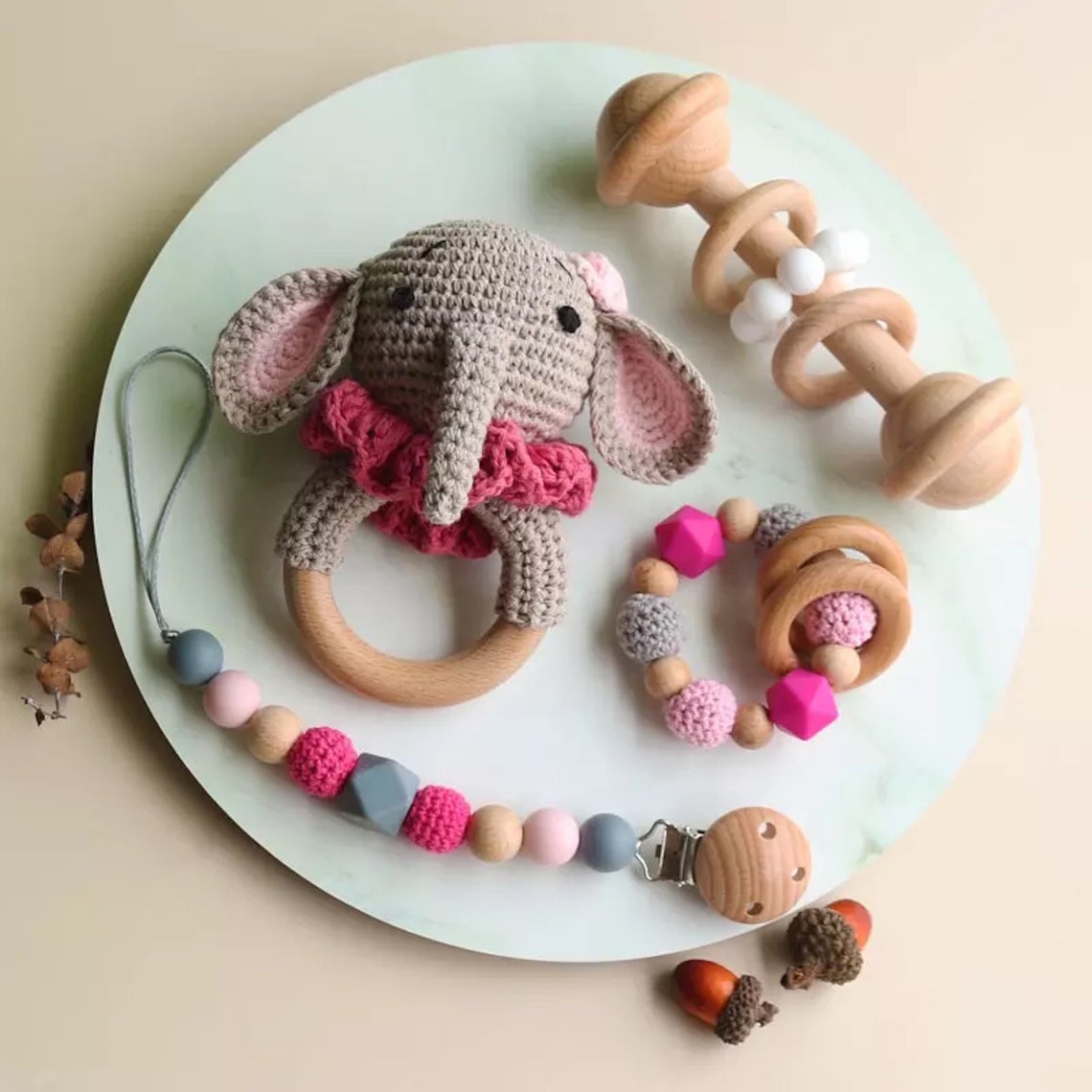 Baby Gift Set / 3 Piece Crochet Elephant Baby Gift Set / Etsy