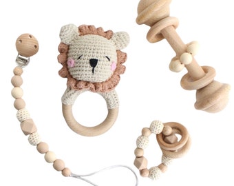 Wooden Toys/ Crochet Baby Toy/ Baby Gift Set/ Baby Gift Boy or Girl/ Gender Neutral/ Newborn Gift/ Organic Toys/ Baby Shower/Baby Gift