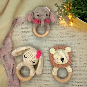 Baby Gift Set / 4 Piece Crochet Lion Baby Gift Set / Rattle Set / Baby ...