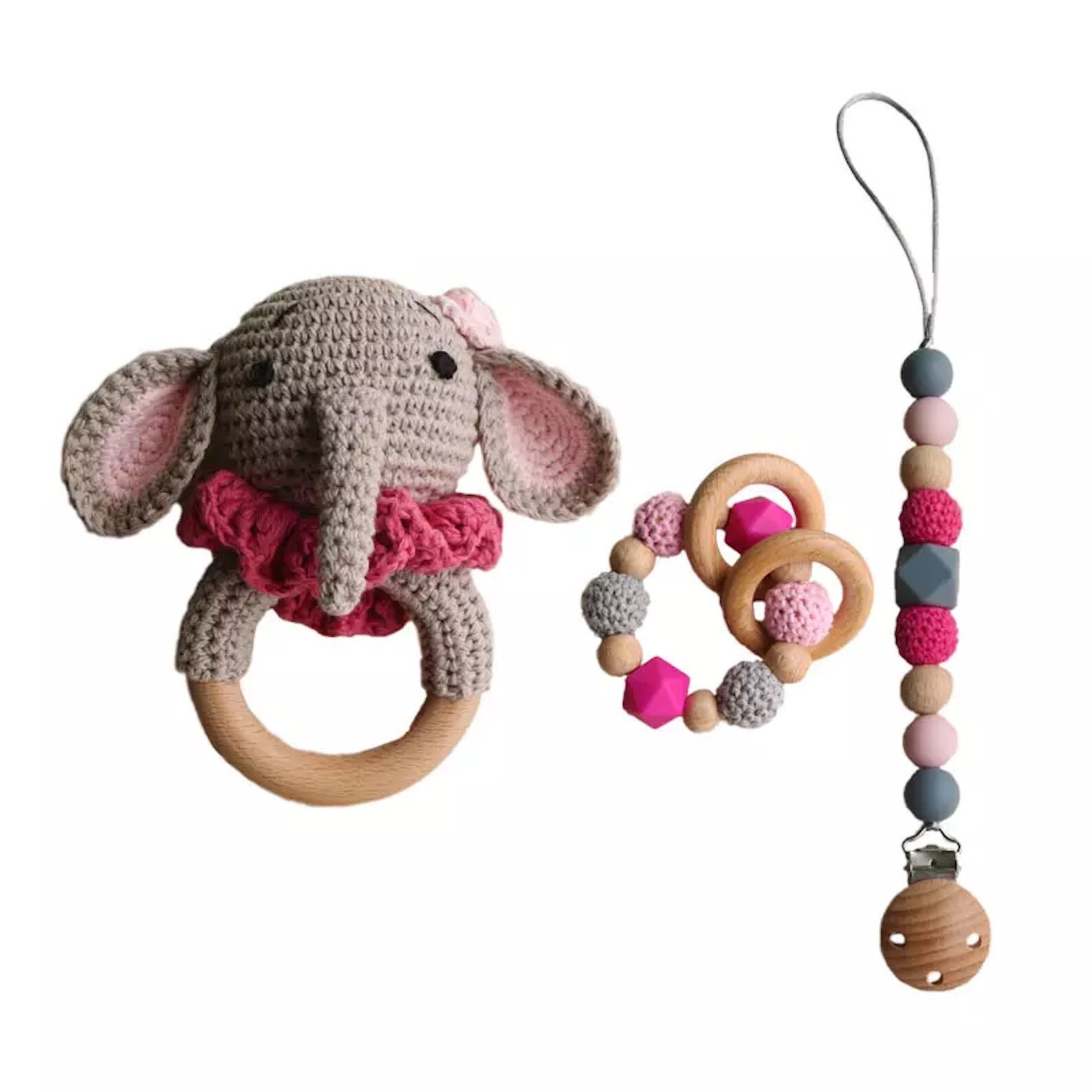 Baby Gift Set / 3 Piece Crochet Elephant Baby Gift Set / Etsy