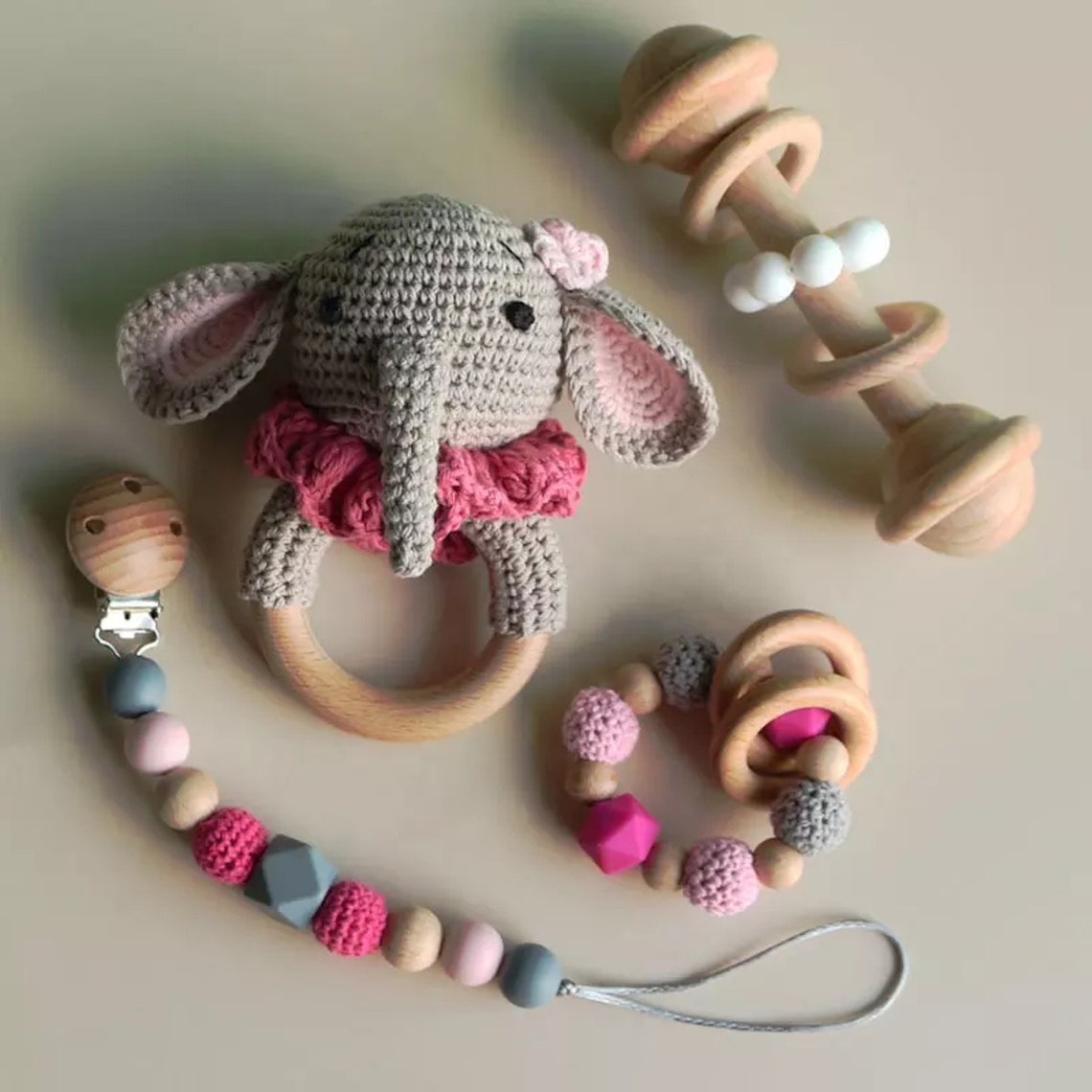 Baby Gift Set / 3 Piece Crochet Elephant Baby Gift Set / Etsy