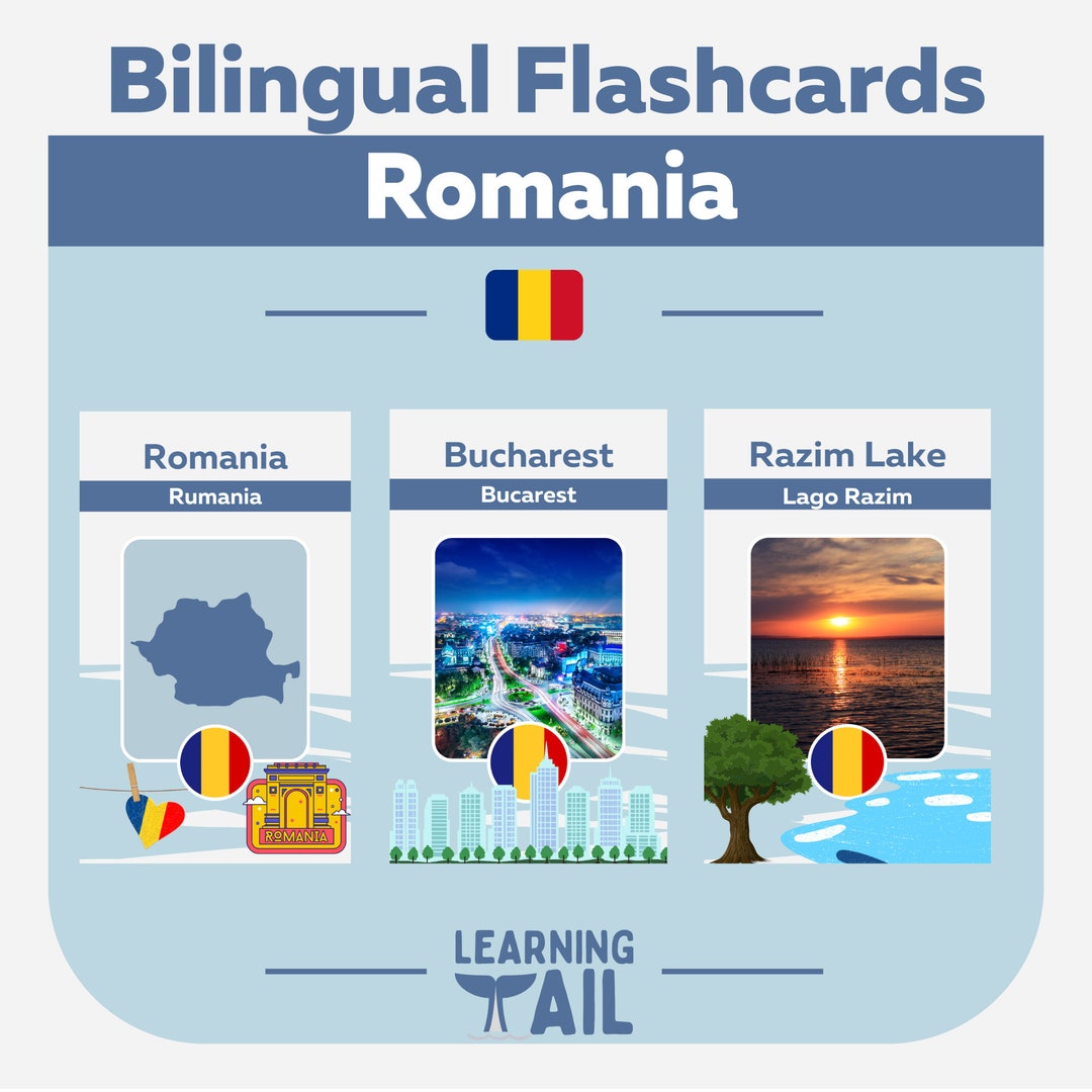 Learn About Countries Romania Flashcards for Kids Etsy