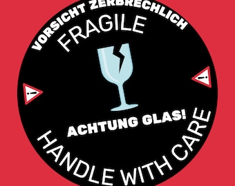 Fragile Label, Fragile Label 100mm x 100mm Labels in a Roll, Sticker Security Label for Parcel, Attention Fragile Warning Label