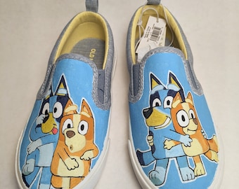 Bluey inspired hand painted shoes