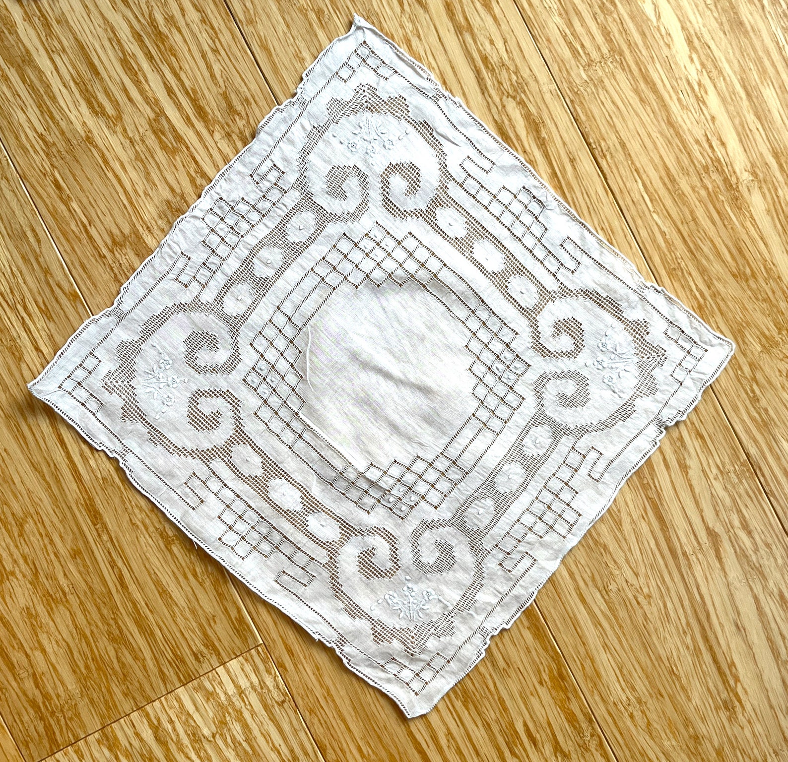 Delicate Pulled Thread and Embroidered Handkerchief - Etsy