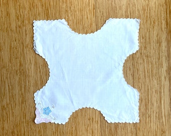 Vintage Linen and Appliqué Bread Basket Liner