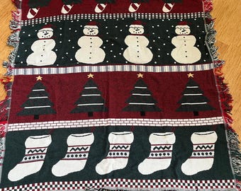 Vintage Goodwin Weaver 100% Cotton Christmas Blanket Throw