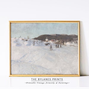 Christmas Village Painting, Winter Christmas Wall Art, Vintage Christmas Prints, Antique Holiday Wall Art, Winter Landscape Scene Prints