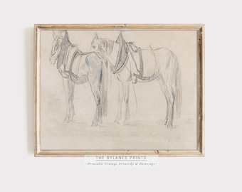 DIGITAL Art Horse Sketch, Vintage Horse Drawing, Horse Illustration, Pencil Sketch Download Horse, Antique Horse Sketch DOWNLOAD, PRINTABLE