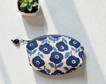 Floral Cotton coin purse, Small pouch, Card Holder, Cosmetic pouch, Petal shape, Gift for her