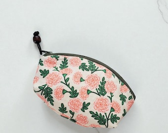 Floral Zipper Pouch, Small Cosmetic Bag, Coin Purse, Handmade Accessories