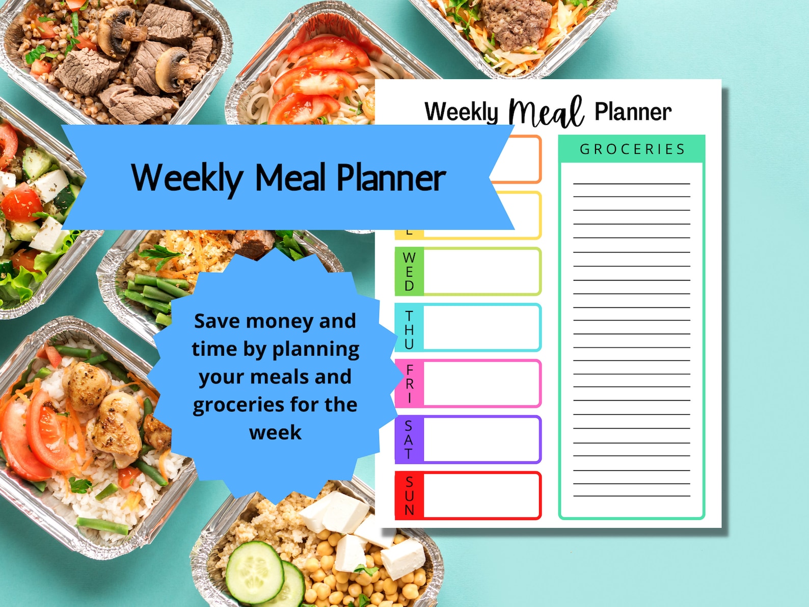 Printable Weekly Meal Planner Meal Plan Weekly Planner - Etsy