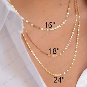 14k Solid Polish Yellow/rose/white Gold Oval Mirror Chain