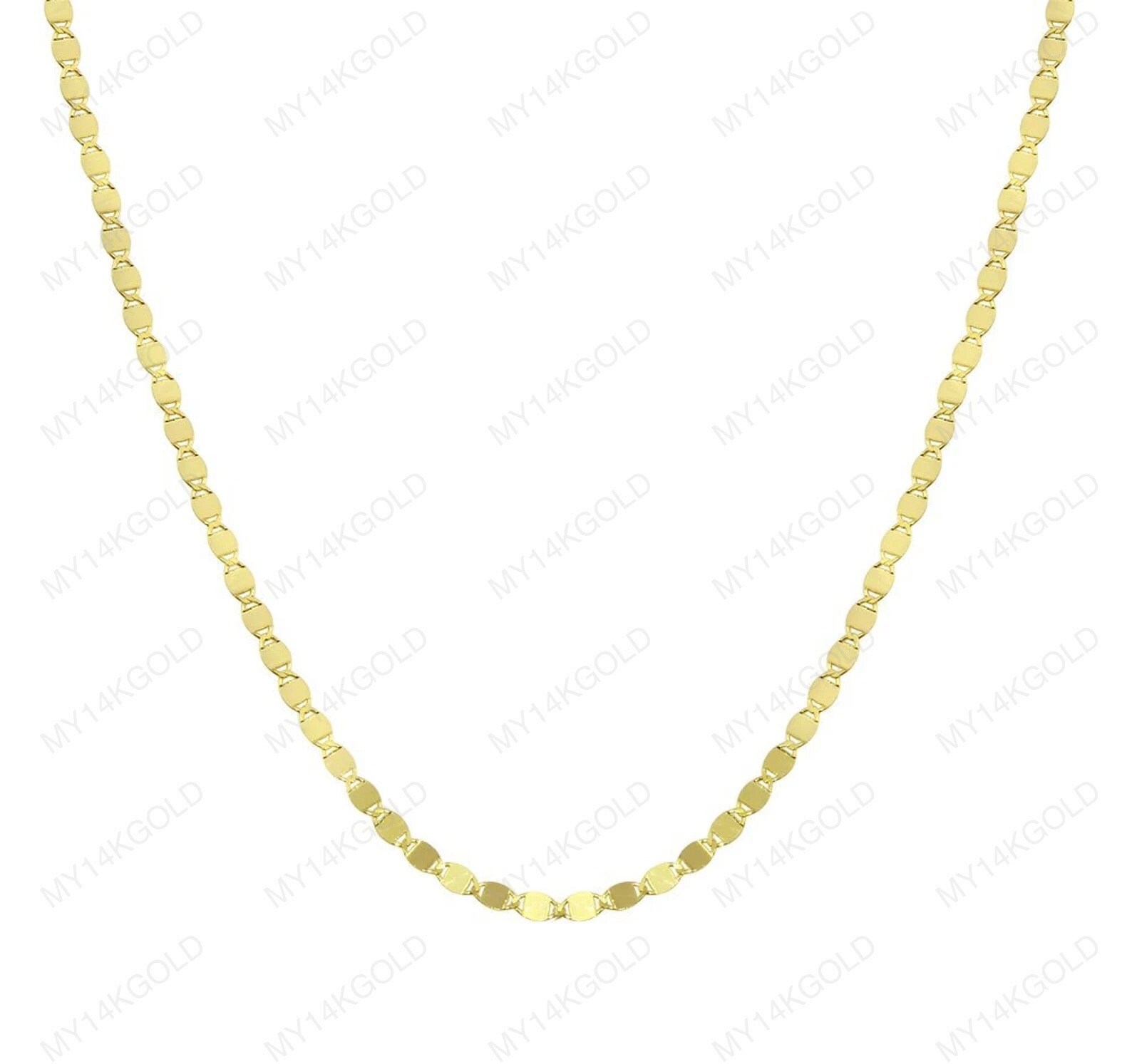 14k Solid Polish Yellow/rose/white Gold Oval Mirror Chain