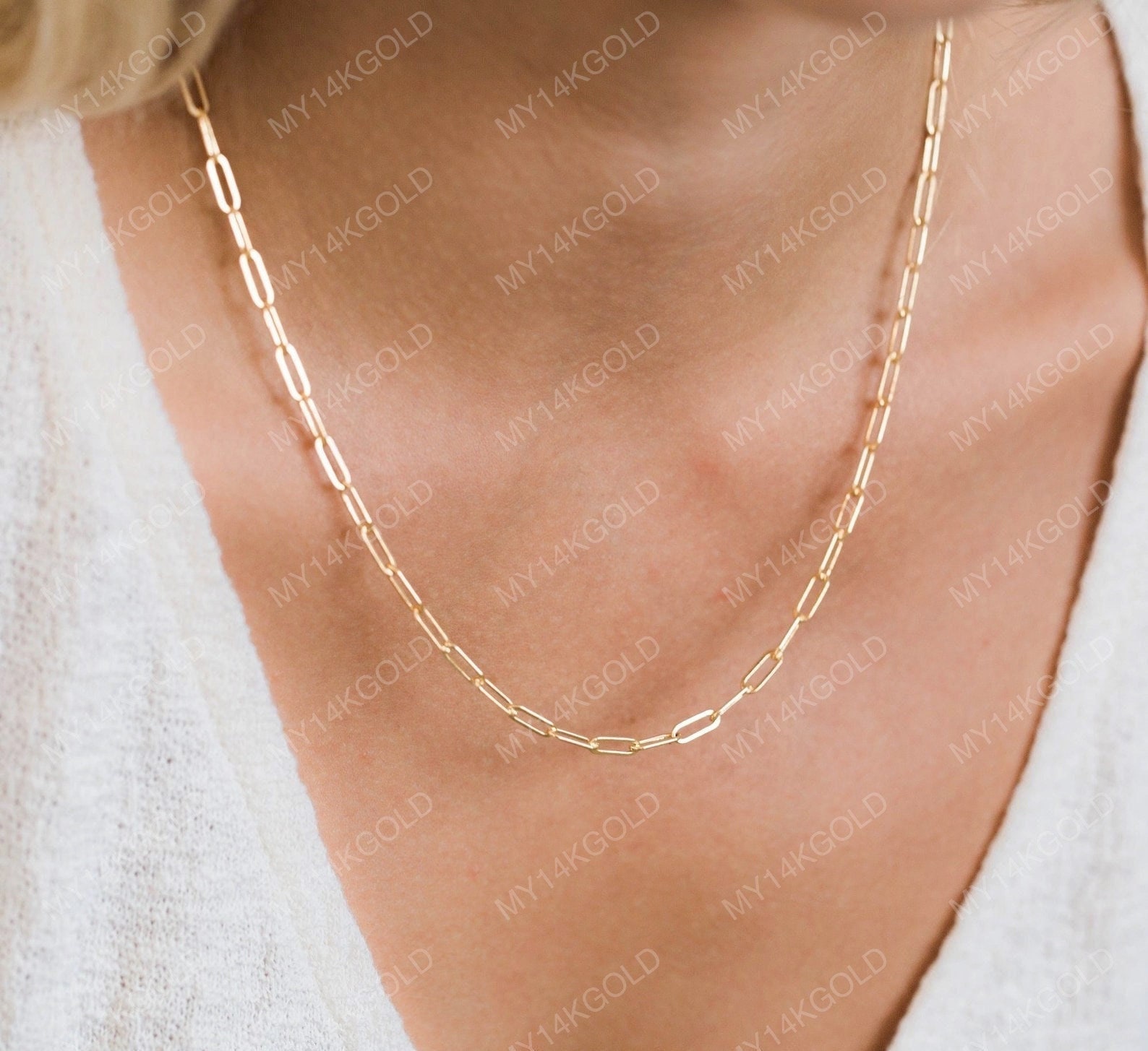 14k Gold Fine Paperclip Chain with Black Diamond Dog Tag - Tandem Jewelry