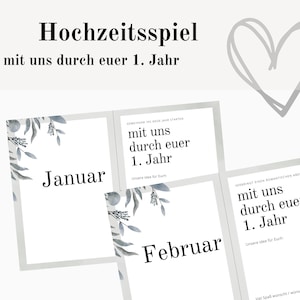 Hochzeitsspiel  - unser erstes Ehejahr - Spiel für die Hochzeit Gutscheine für das Brautpaar
