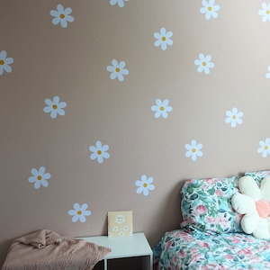 Flower Wall Decals- Wall Sticker Decor for Bedroom and Nursery- Boho Wall Decal Vinyl Matte Finish- Decal Peel & Stick– Aesthetic Daisy