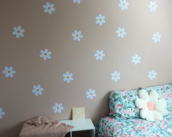 Flower Wall Decals- Wall Sticker Decor for Bedroom and Nursery- Boho Wall Decal Vinyl Matte Finish- Decal Peel & Stick– Aesthetic Daisy