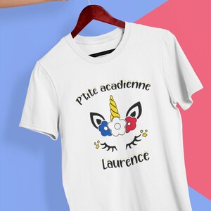 T-shirt acadiens pour enfant - licorne acadienne + nom