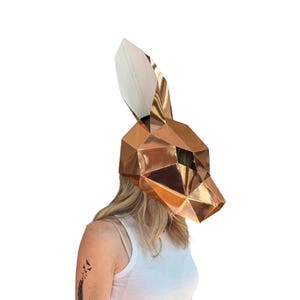 Origami Hase Maske - rose gold | DIY Papercraft 3D-Masken-Kit | Vorgeschnitten und vorgefalzt |