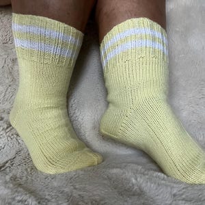 Handmade Acrylic Knitted Socks| Warm Winter Socks | White Cozy Socks| Christmas Gift idea