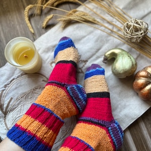 Handmade Knitted  Wool Socks Warm Winter Socks Christmas Cozy Socks Gift idea