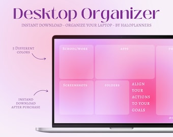 Desktop Organizer Gradient Aura | BUNDLE OF 5 | Organizers for Macbook Desktop, Wallpaper, Laptop Organizer, Background | by haloplanners