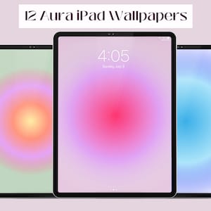 12 Aura Gradient iPad Wallpapers | Cute Trendy Preppy Pastel Aesthetic Gradient Tablet background |  Digital Download | by haloplanners