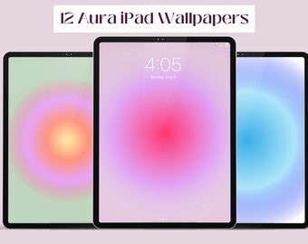 12 Aura Gradient iPad Wallpapers | Cute Trendy Preppy Pastel Aesthetic Gradient Tablet background |  Digital Download | by haloplanners