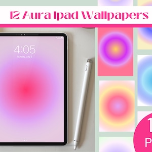 12 Aura Gradient iPad Wallpapers | Cute Trendy Preppy Pastel Aesthetic Gradient Tablet background |  Digital Download | by haloplanners