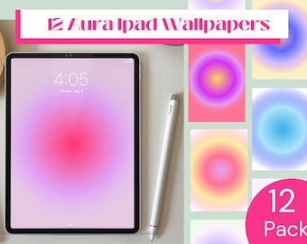 12 Aura Gradient iPad Wallpapers | Cute Trendy Preppy Pastel Aesthetic Gradient Tablet background |  Digital Download | by haloplanners