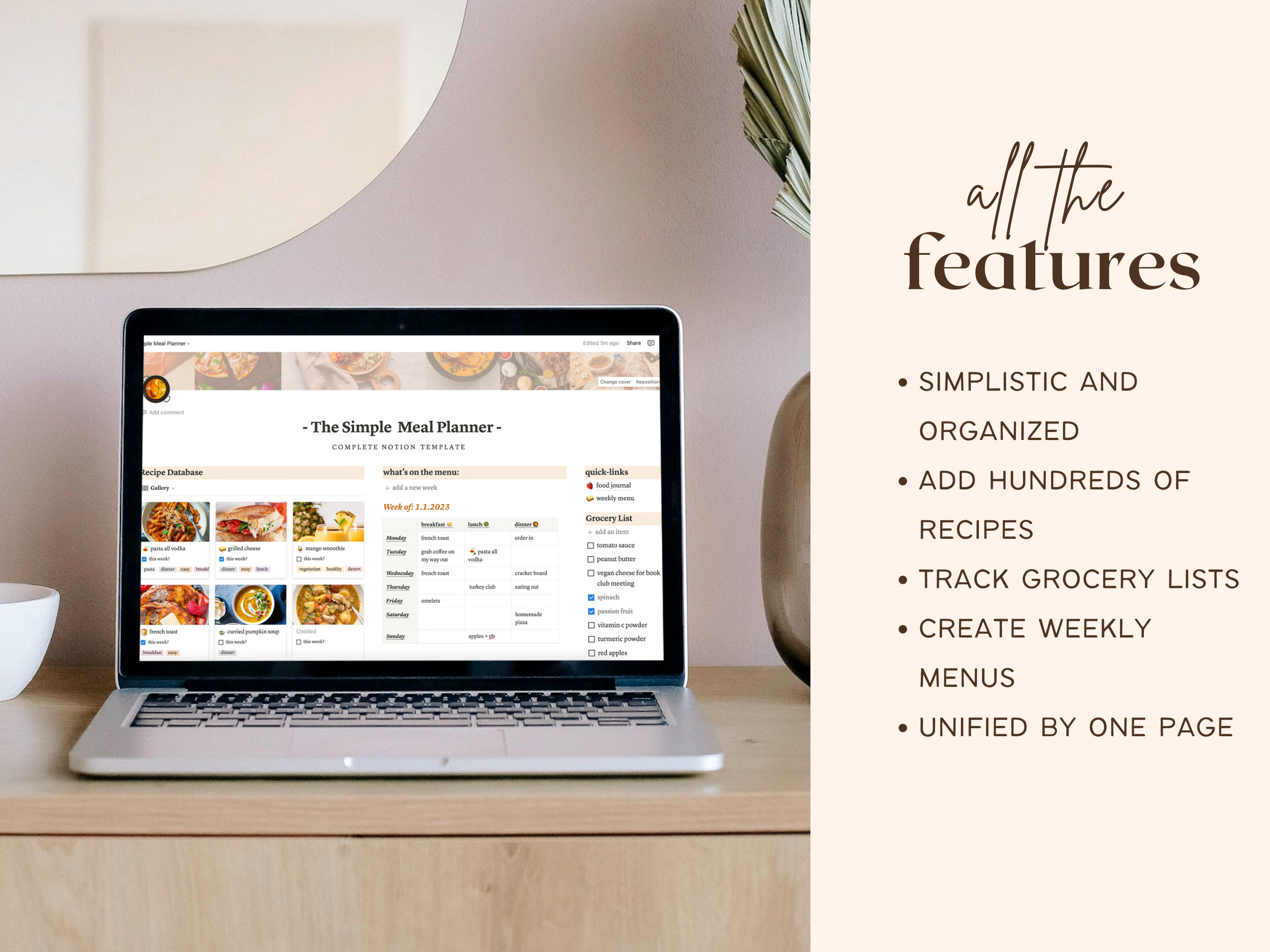 Notion Meal Planner Template Notion Dashboard Meal Planning, Dieting