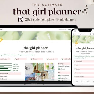 2024 Notion Template | Life Planner, That Girl Aesthetic| Editable Notion Template for 2023 | Digital template for Students| haloplanners