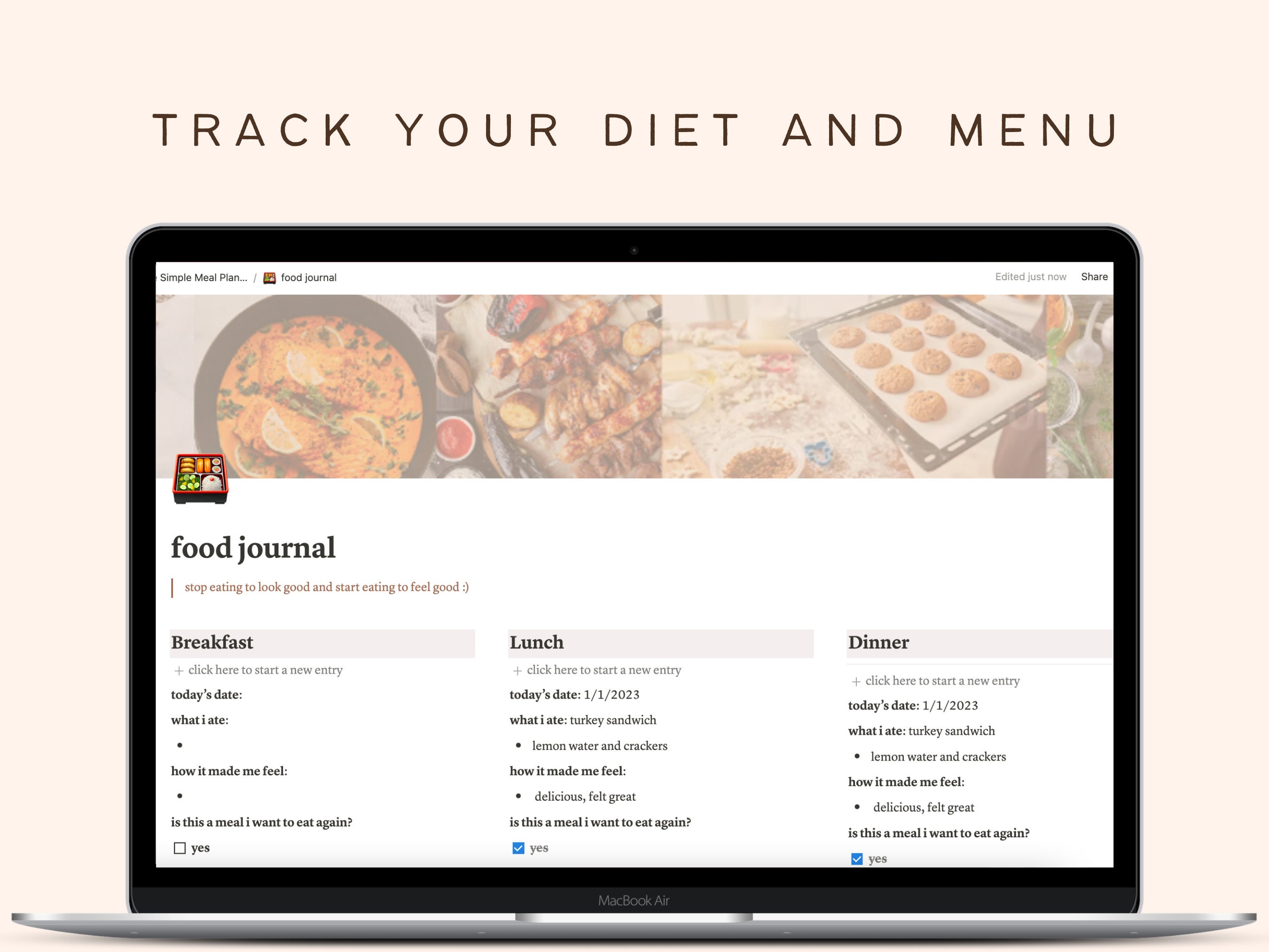 Notion Meal Planner Template Notion Dashboard Meal Planning, Dieting