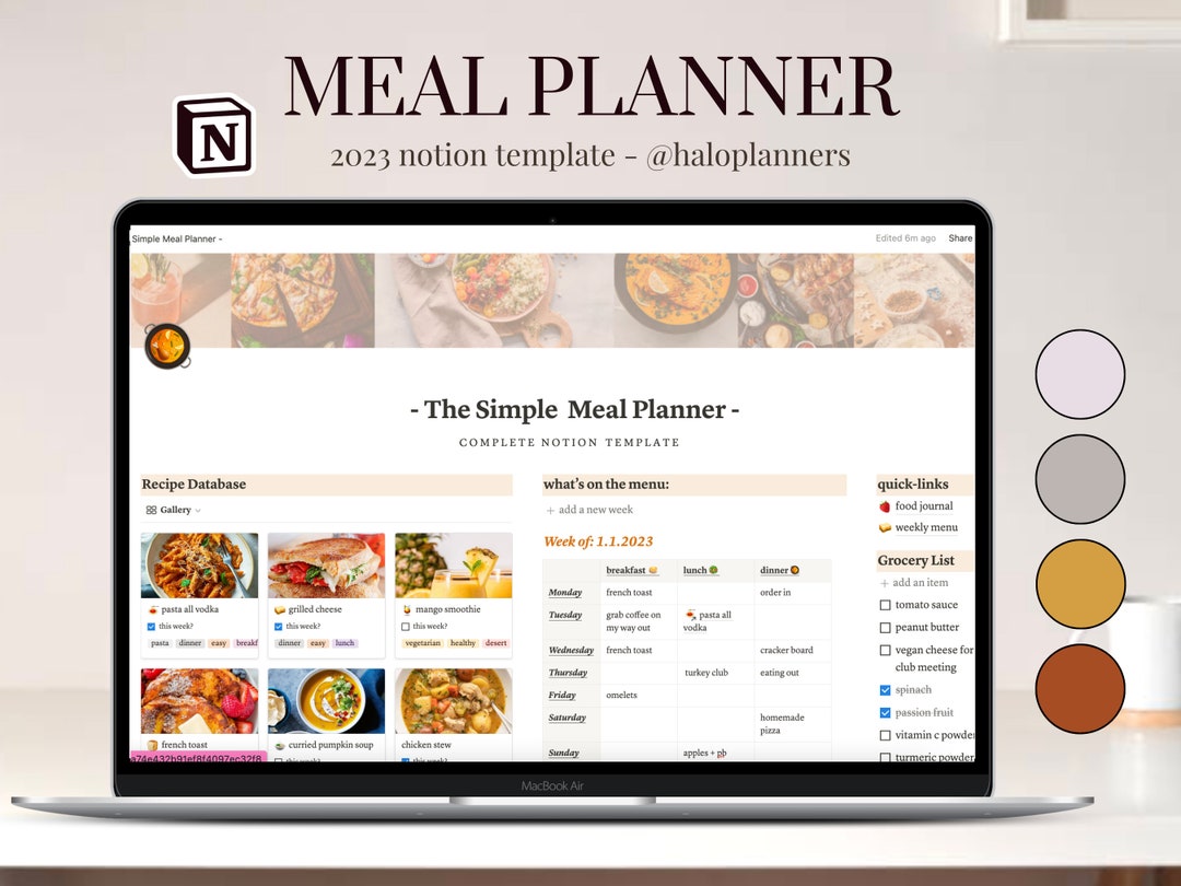 Notion Meal Planner Template Notion Dashboard Meal Planning, Dieting Notion Meal Planner Template Notion Dashboard Meal Planning, Dieting