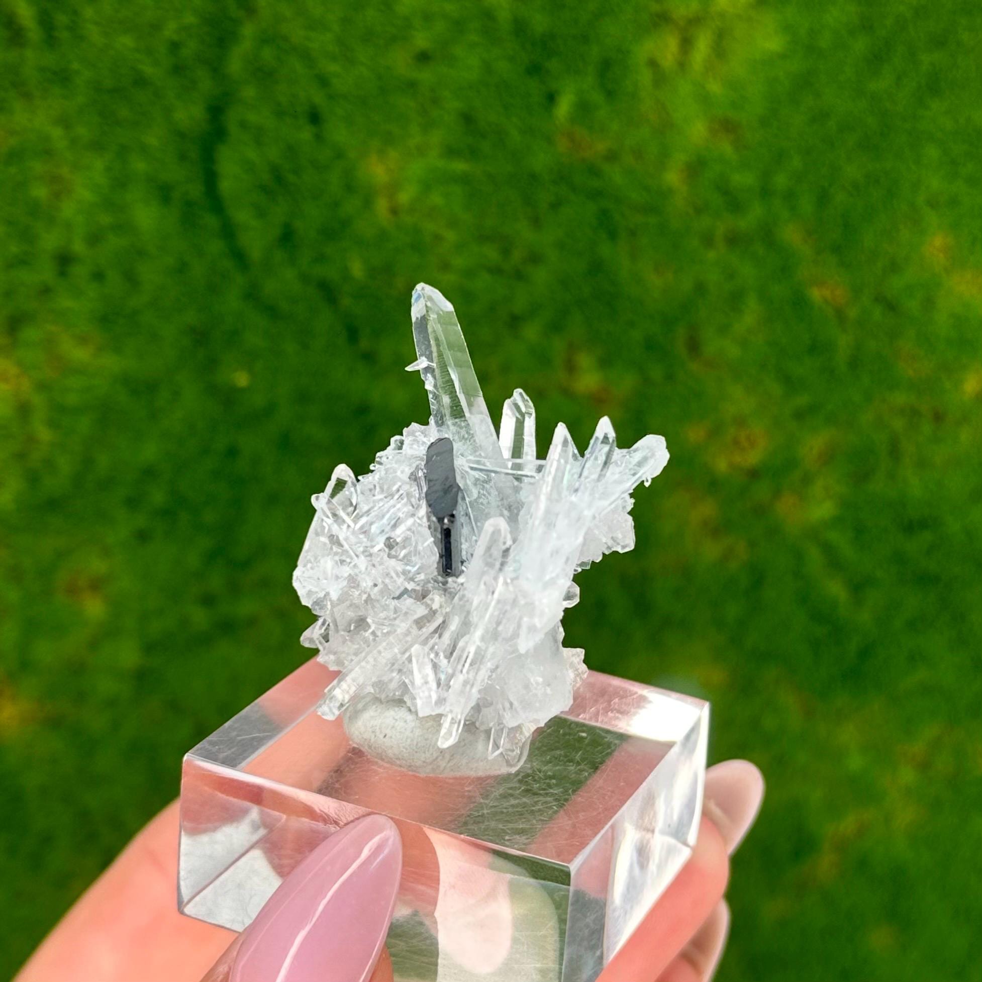 Clear Quartz with Stibnite from China